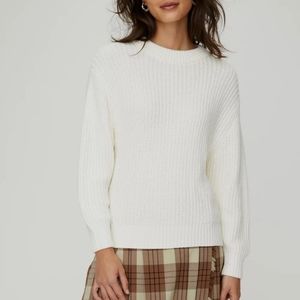 NWOT - Aritzia Wilfred / Essential Chenille Sweater Crew Neck - White, Medium
